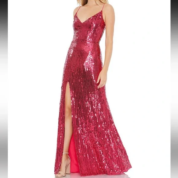 silver wedding guest dress Shiny Pink Beaded Silver Sequin V Neck Chiffon Date Dress Evening Dres   shinydress